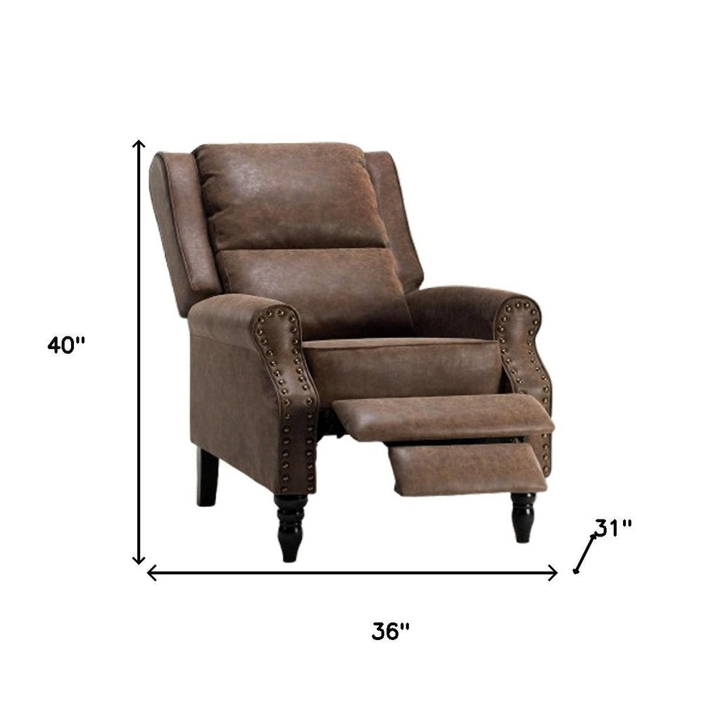 36" Brown Faux Leather Manual Recliner - SKU 718722