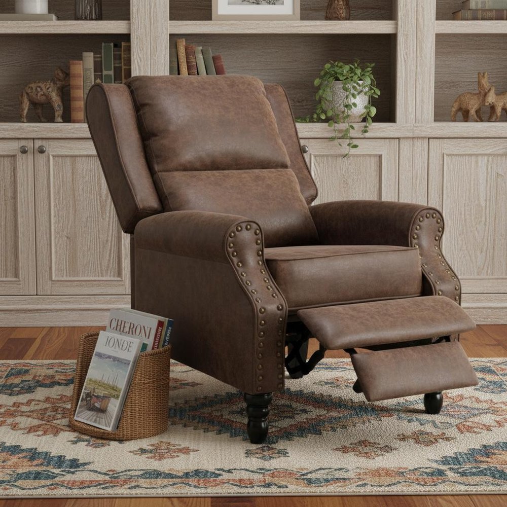 36" Brown Faux Leather Manual Recliner - SKU 718722