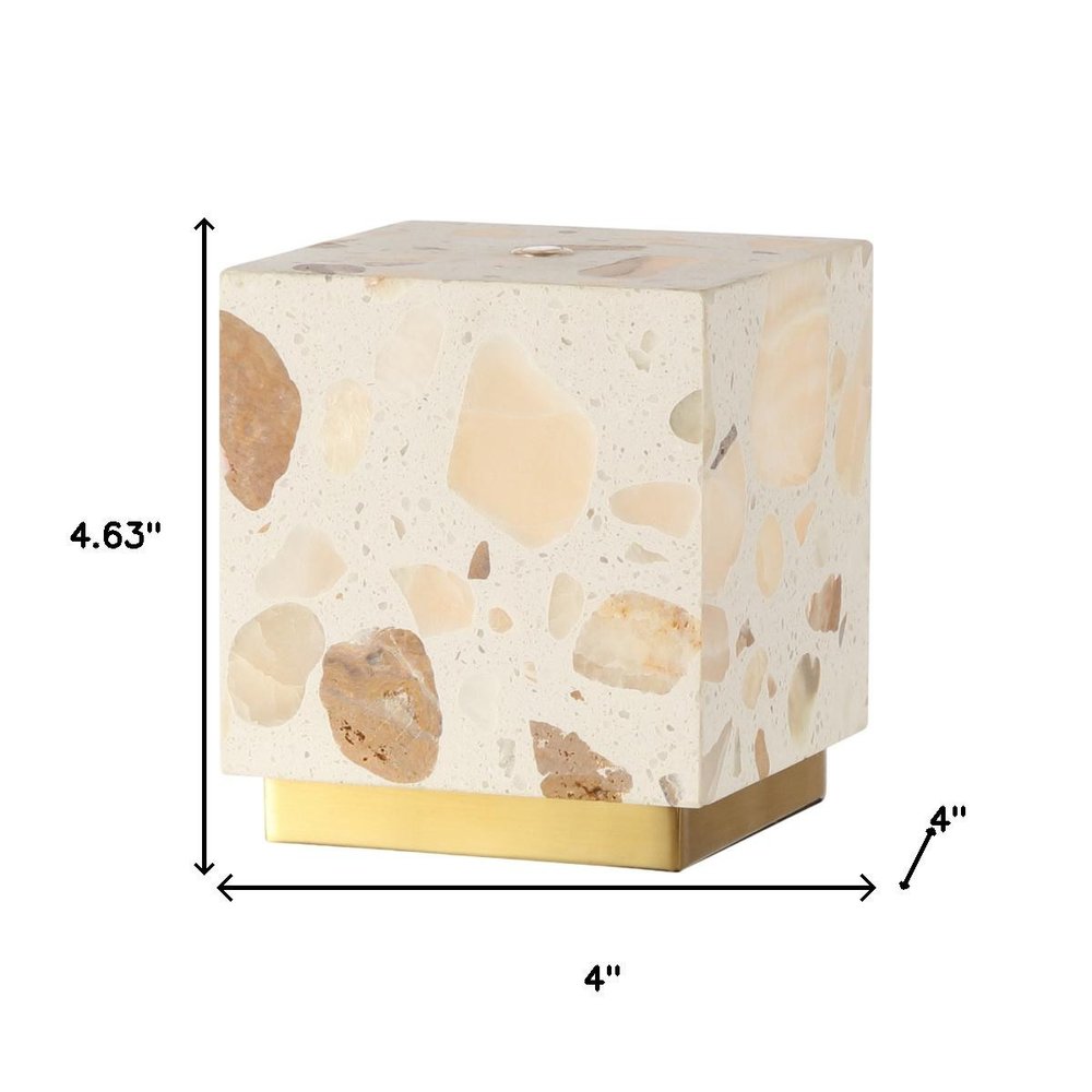 Set of Two 5" Gold Square USB Table Lamps With Square Shades