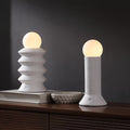 Set of Two 13" Clear Geometric Table Lamps With Globe Shades