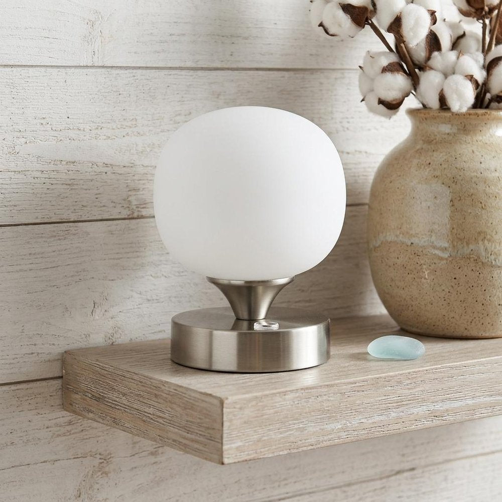 6" Nickel Novelty USB Table Lamp With Globe Shade