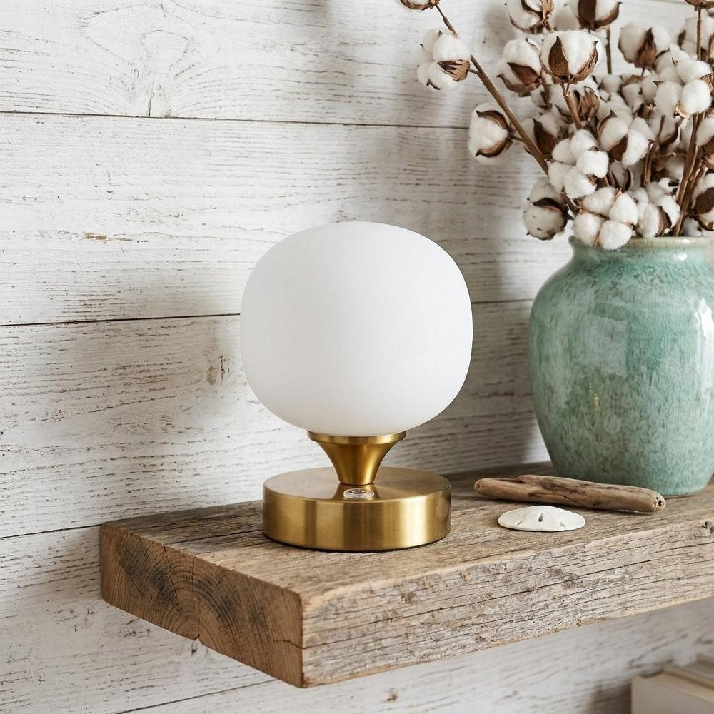 6" Gold Novelty USB Table Lamp With Globe Shade
