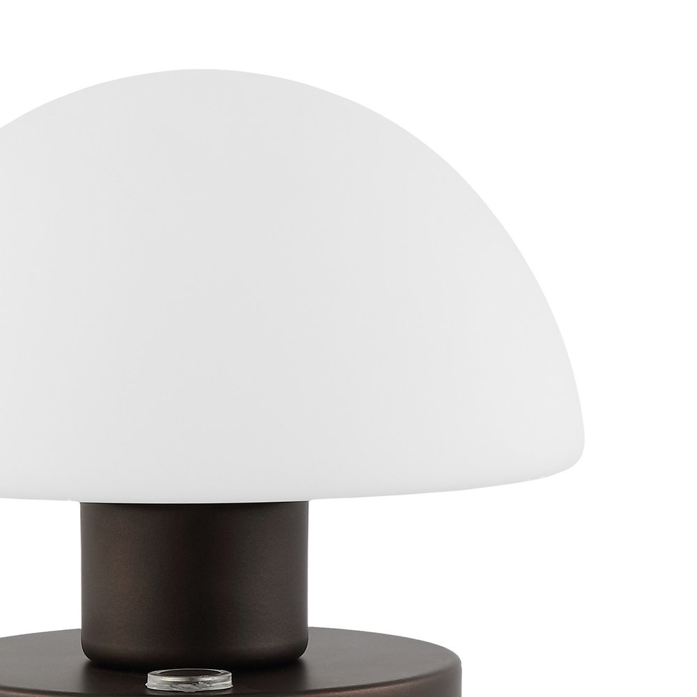 6" Antiqued Bronze Novelty USB Table Lamp With Dome Shade. Table lamp isolated on a plain white background, in a black finish.
