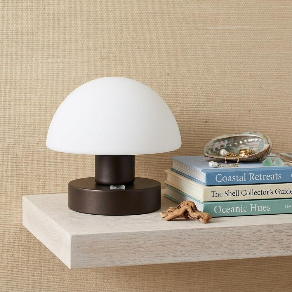 6" Antiqued Bronze Novelty USB Table Lamp With Dome Shade
