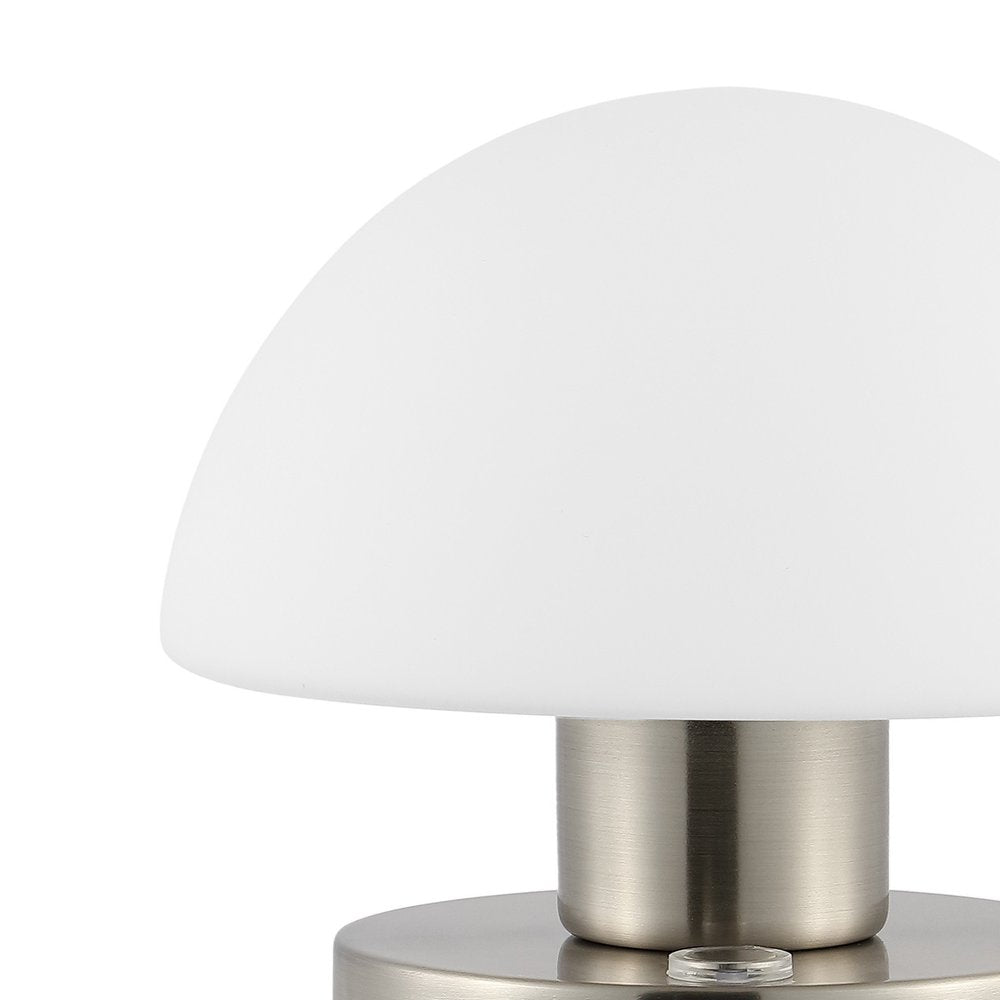 6" Nickel Novelty USB Table Lamp With Dome Shade