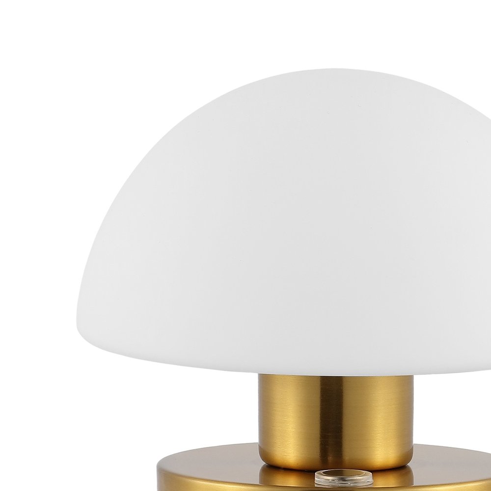 6" Gold Novelty USB Table Lamp With Dome Shade. Table lamp isolated on a plain white background, finished in gold.