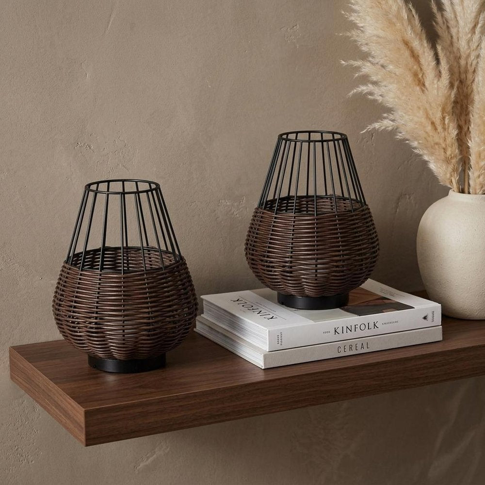Set of Two 10" Black Round USB Table Lamps With Globe Shades