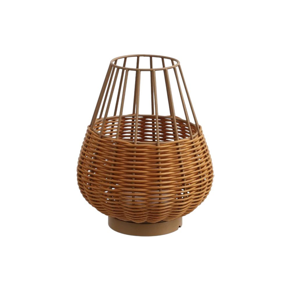 Set of Two 10" Brown Round USB Table Lamps With Globe Shades