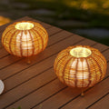 Set of Two 6" Brown Lantern USB Table Lamps With Globe Shades