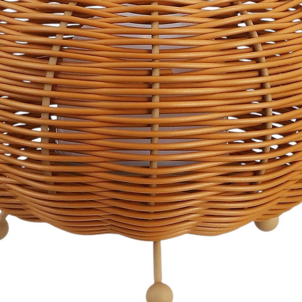 Set of Two 6" Brown Lantern USB Table Lamps With Globe Shades