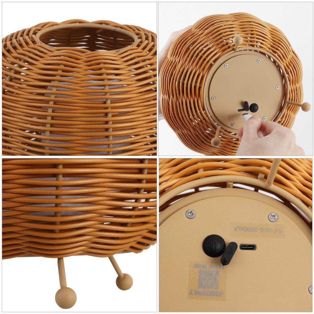 Set of Two 6" Brown Lantern USB Table Lamps With Globe Shades