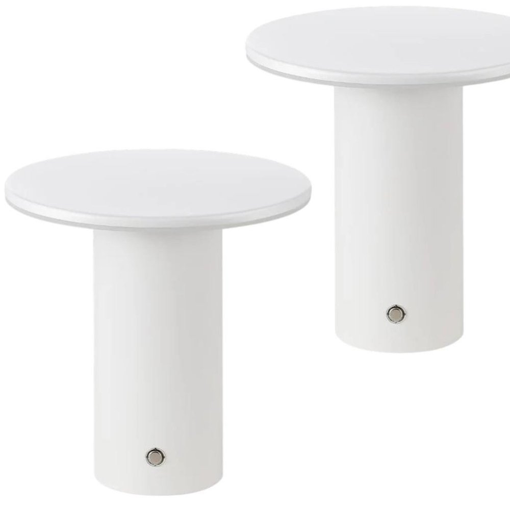 Set of Two 8" Clear USB Table Lamps on a white background