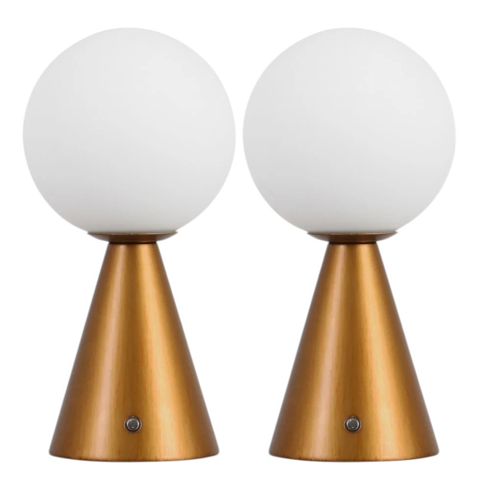 Set of Two 12" Clear Lighthouse USB Table Lamps