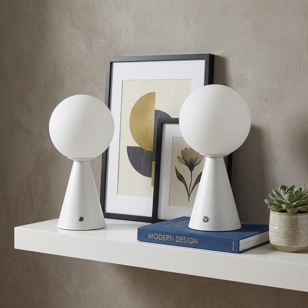 Set of Two 12" Clear Lighthouse USB Table Lamps