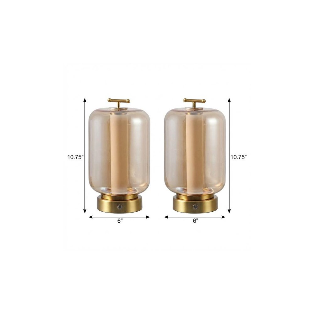 Set of Two 11" Gold USB Lantern