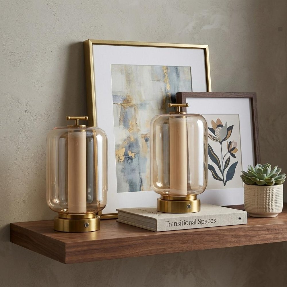 Set of Two 11" Gold USB Lantern