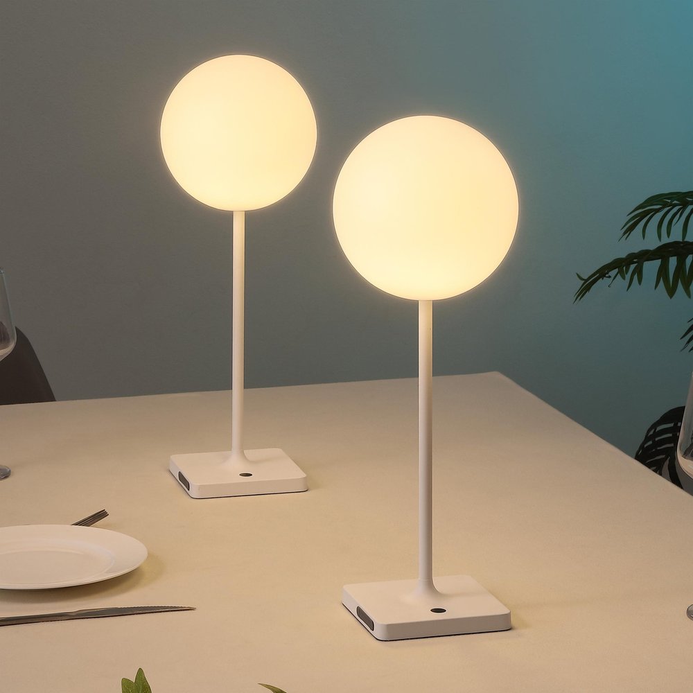 Set of Two 18" White USB Table Lamps