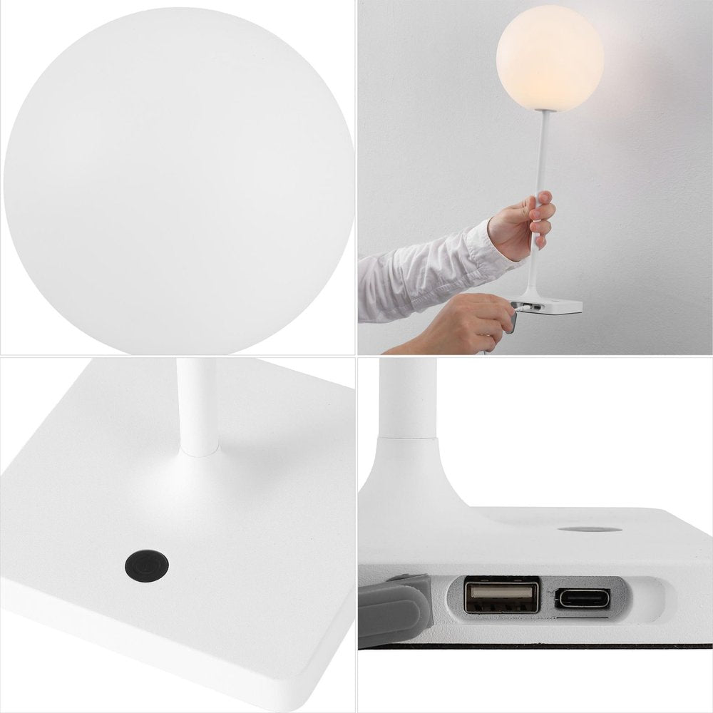 Set of Two 18" White USB Table Lamps