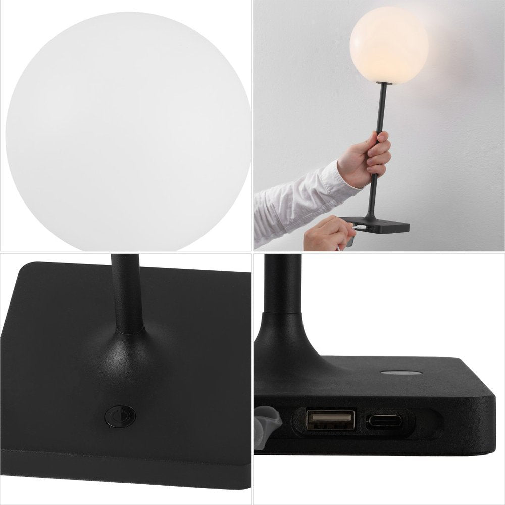 Set of Two 18" Black USB Table Lamps
