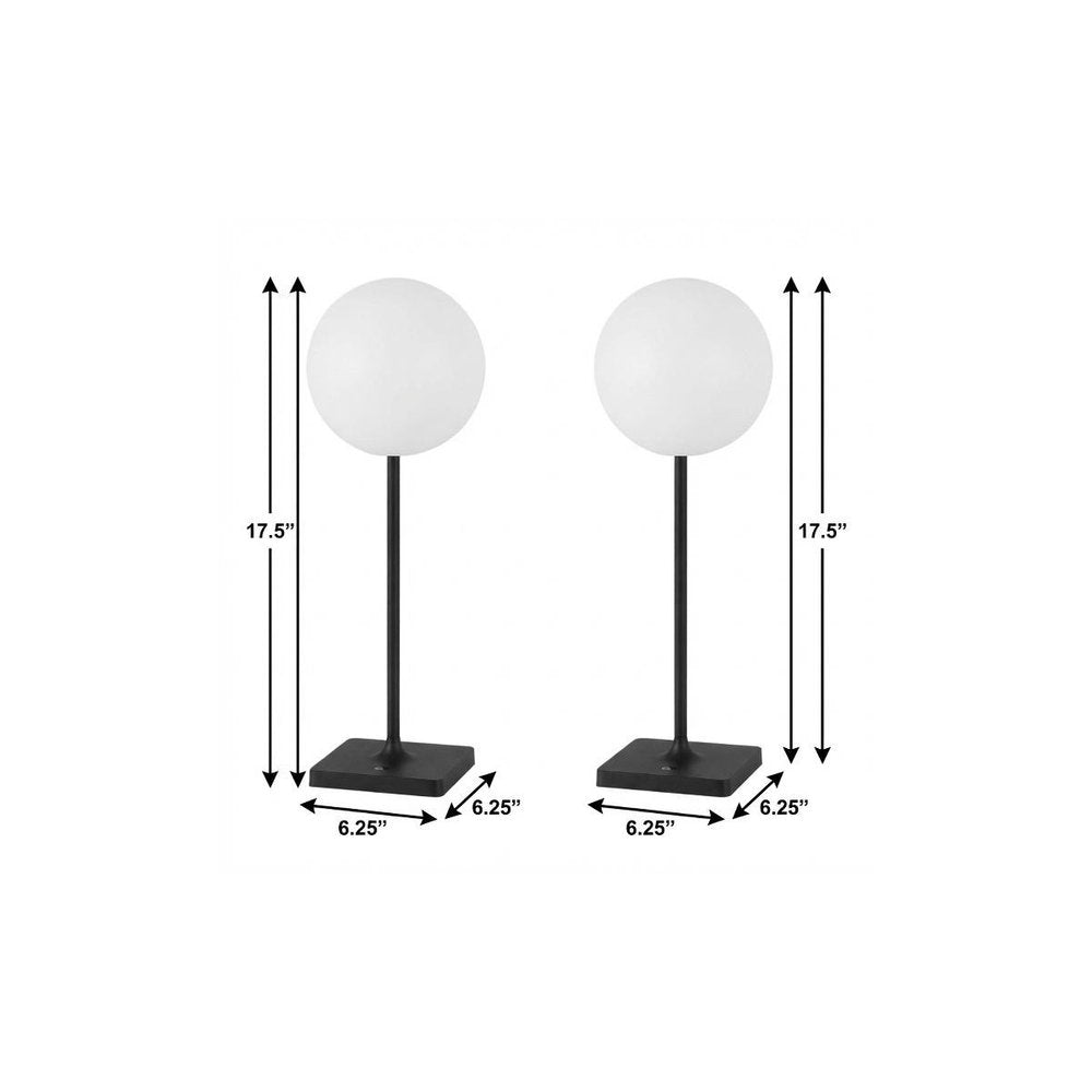 Set of Two 18" Black USB Table Lamps