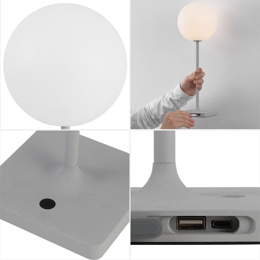 Set of Two 18" Gray USB Table Lamps