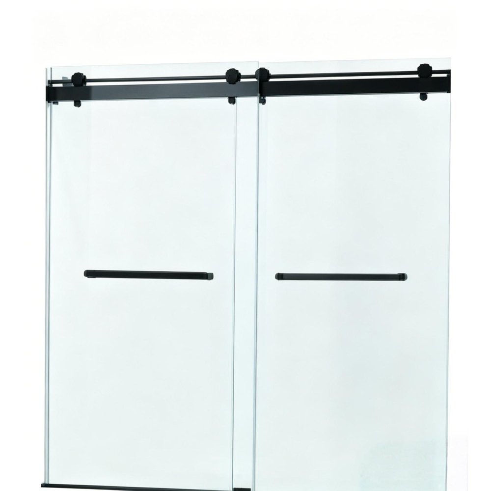 Set Of Two Tempered Glass Shower Doors on a white background