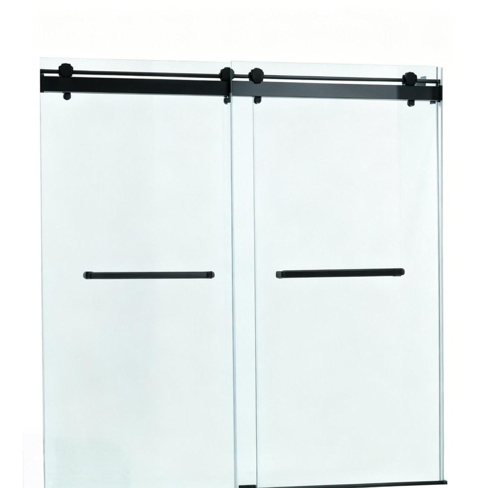 Set Of Two Tempered Glass Shower Doors on a white background