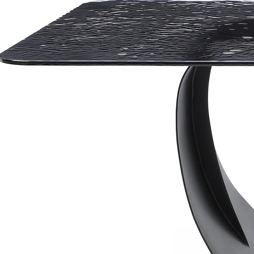 94" Black Glass and Brass Double Geo Pedestal Base Dining Table