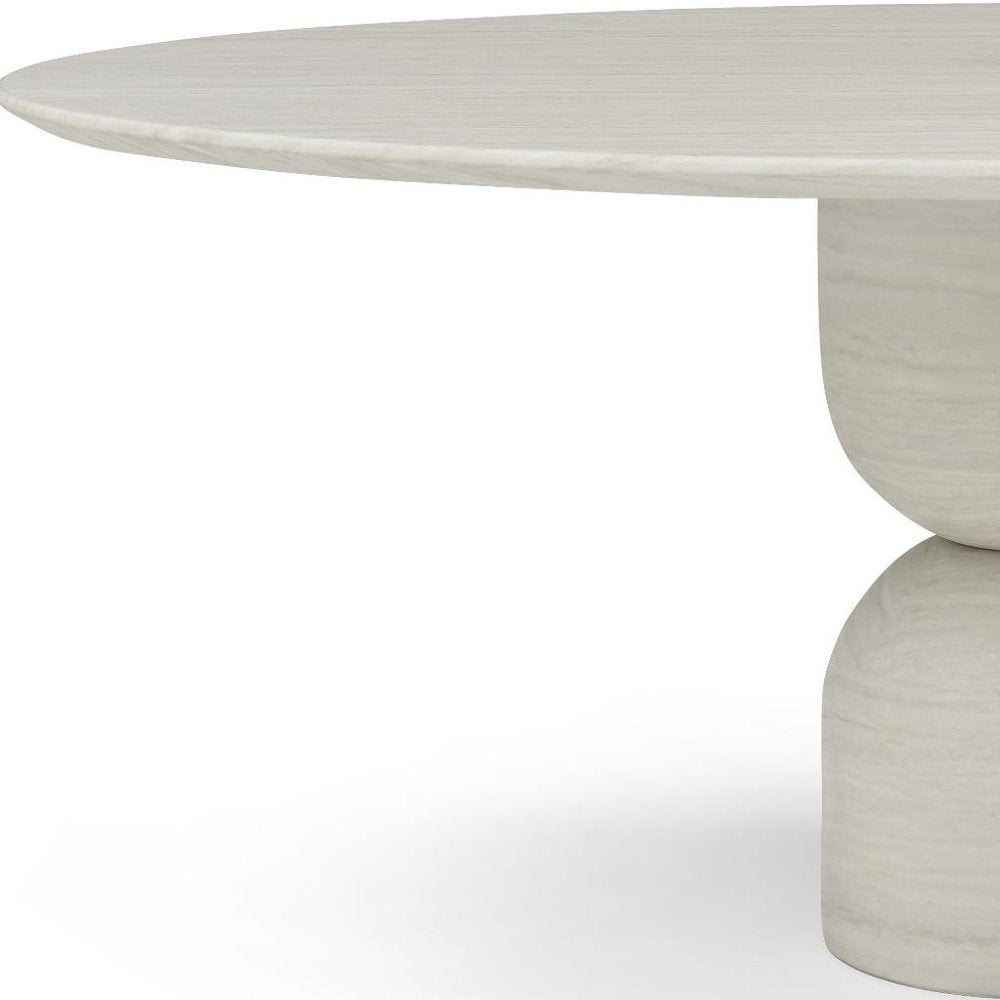 94" Beige Marble Double Pedestal Base Oval Dining Table