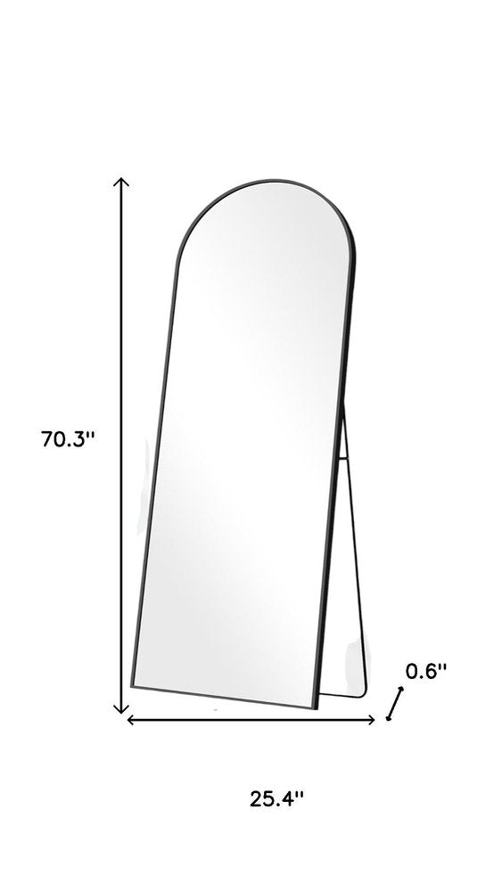 70" Black Metal Arch Wall Mounted Leaning Or Freestanding Framed Full Length Mirror