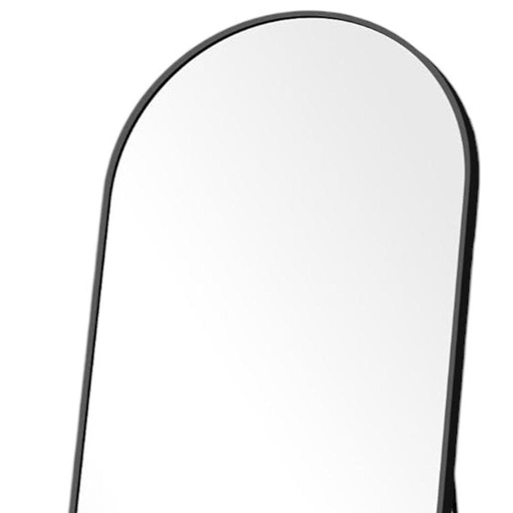 70" Black Metal Arch Wall Mounted Leaning Or Freestanding Framed Full Length Mirror