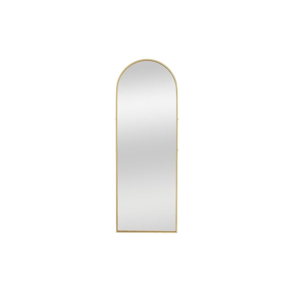 70" Gold Metal Arch Wall Mounted Leaning Or Freestanding Framed Full Length Mirror on a white background