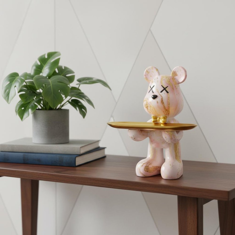 8" Pink Resin Statue