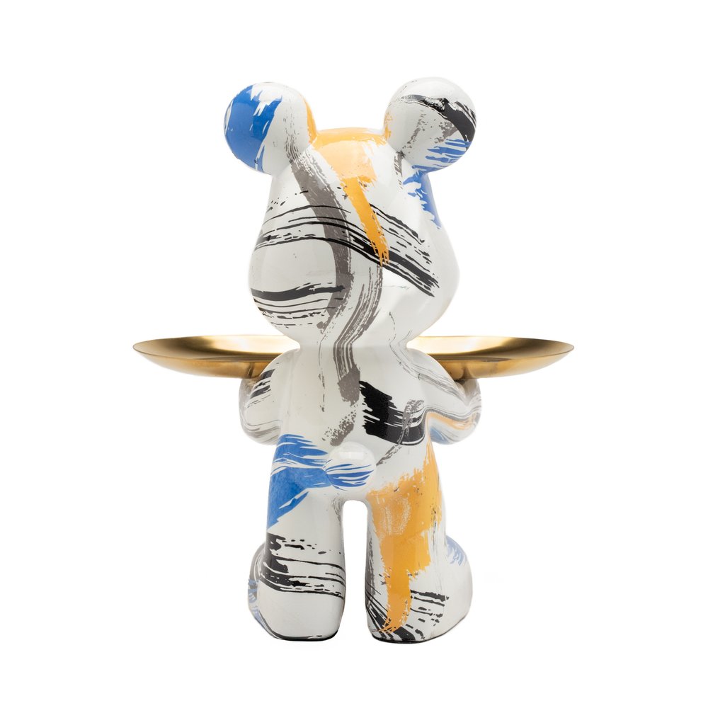 8" White And Blue Resin Statue