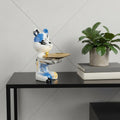 8" White And Blue Resin Statue
