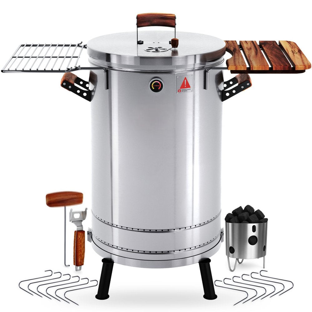 29" X 18" Silver Stainless Steel Portable Smoker Barrel