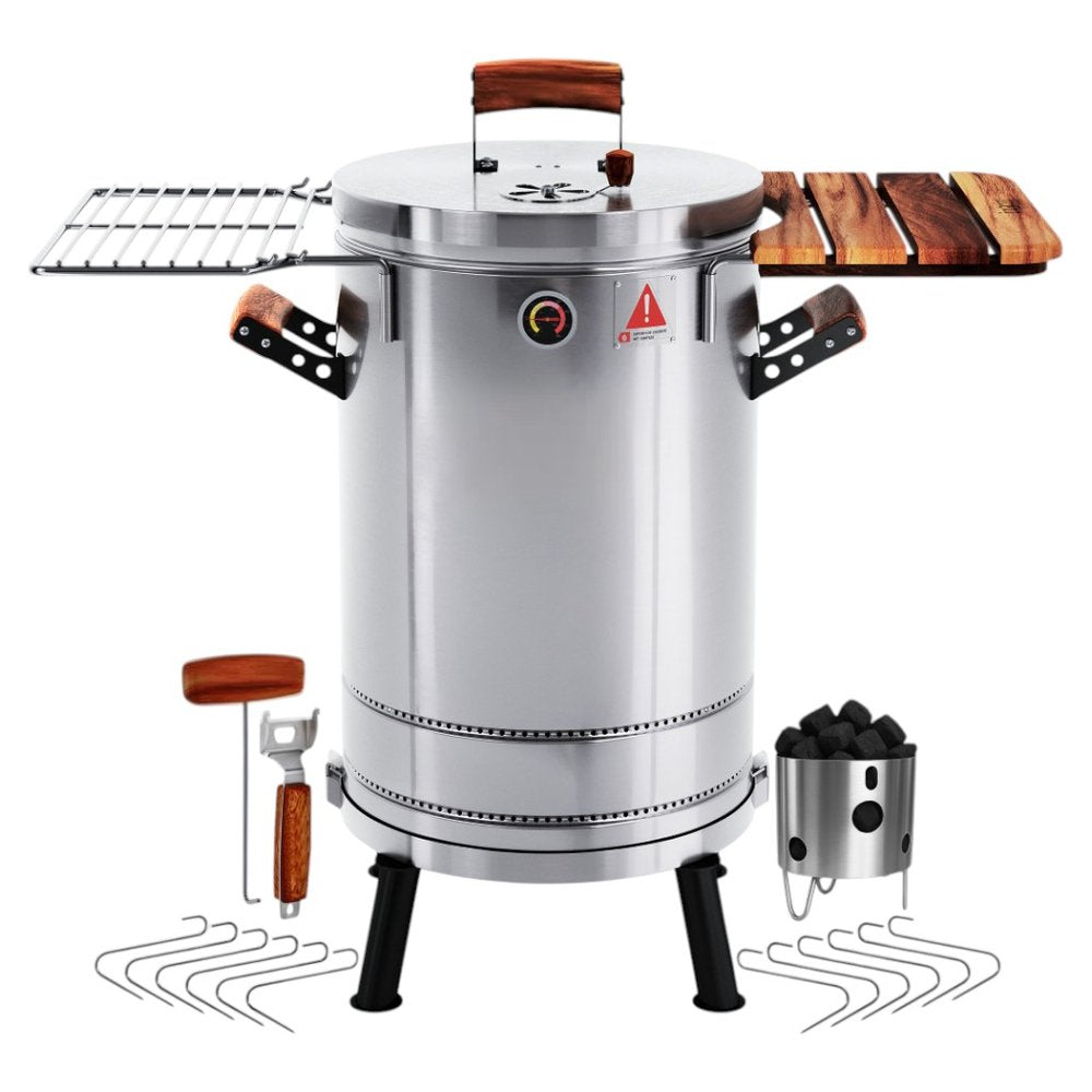 23" X 14" Silver Stainless Steel Portable Smoker Barrel