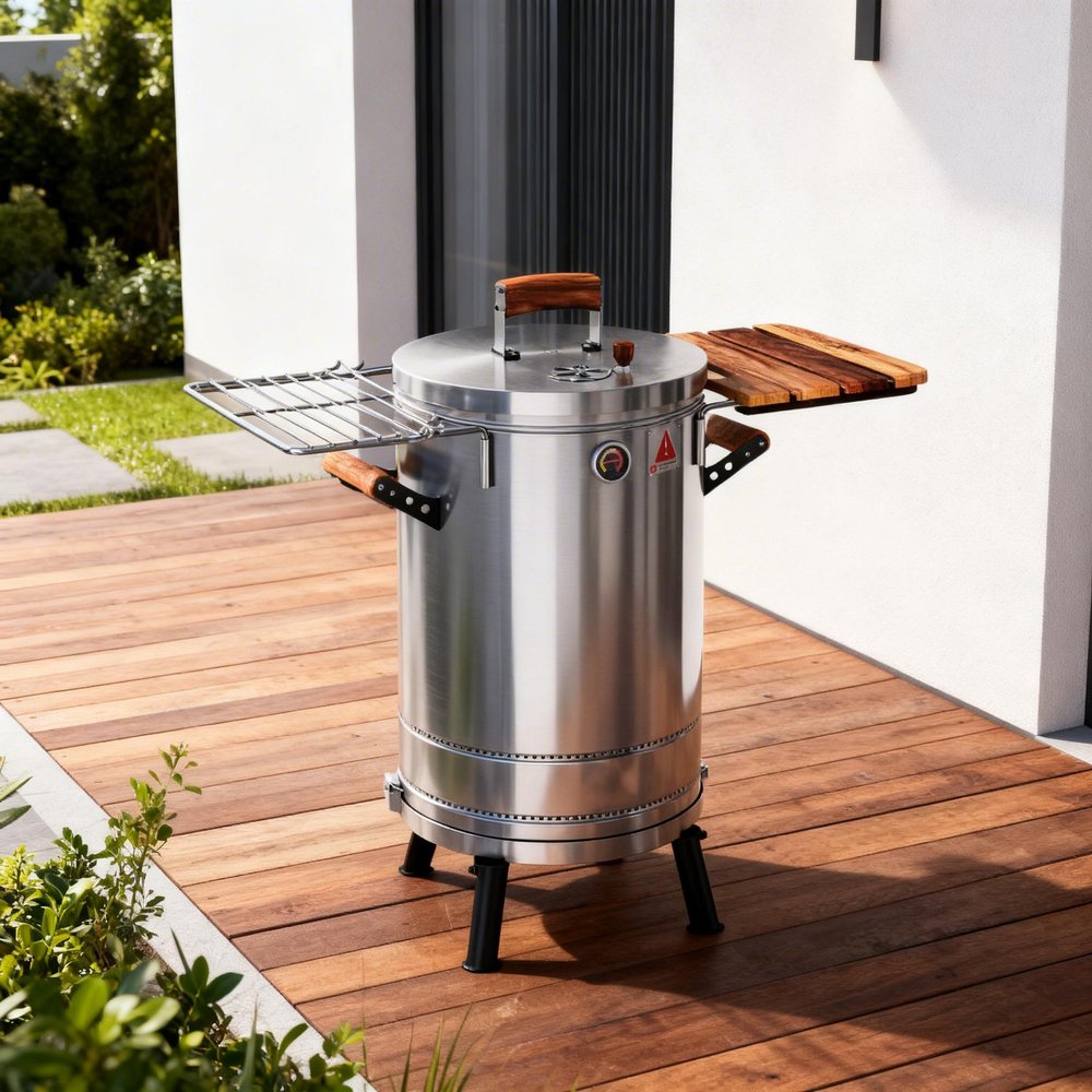 23" X 14" Silver Stainless Steel Portable Smoker Barrel