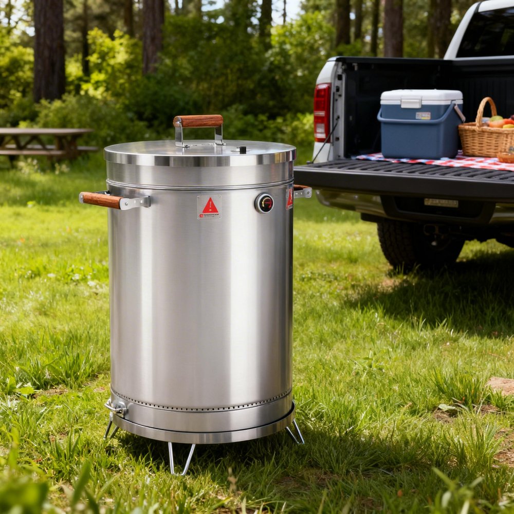 31" X 18" Silver Stainless Steel Portable Smoker Barrel
