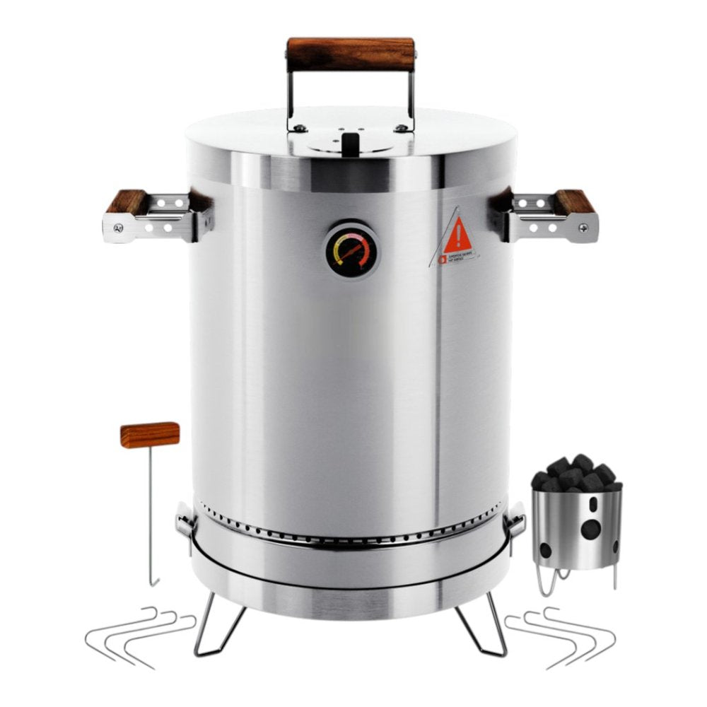 17" X 10" Silver Stainless Steel Portable Smoker Barrel
