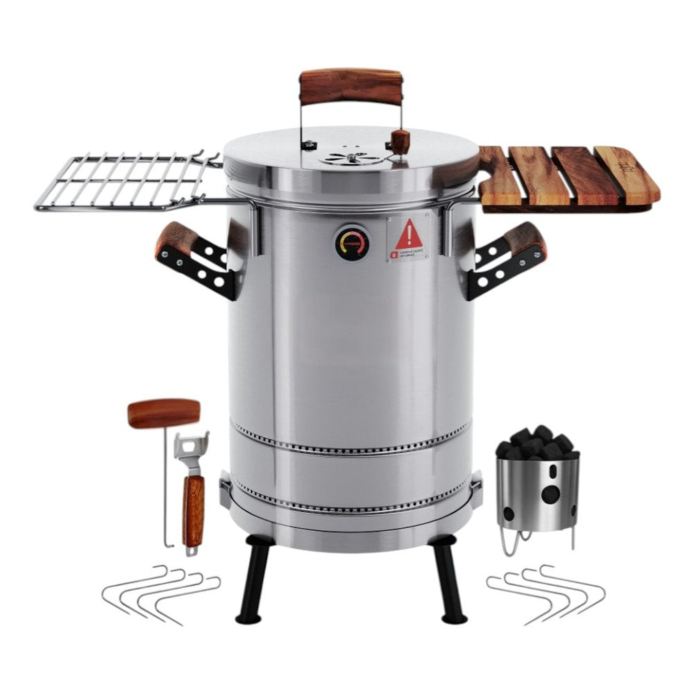 19" X 12" Silver Stainless Steel Portable Smoker Barrel