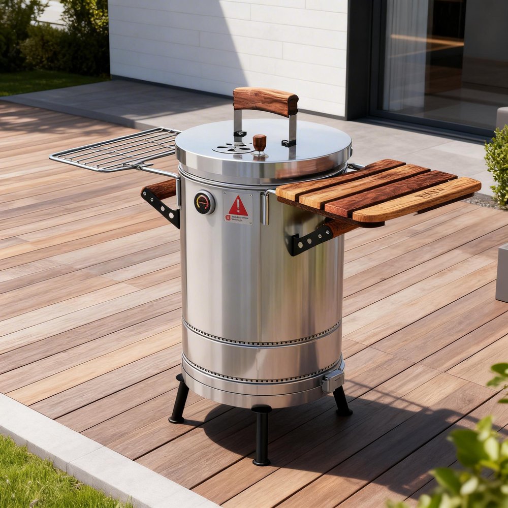 19" X 12" Silver Stainless Steel Portable Smoker Barrel