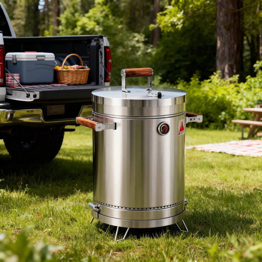 18" X 12" Silver Stainless Steel Portable Smoker Barrel