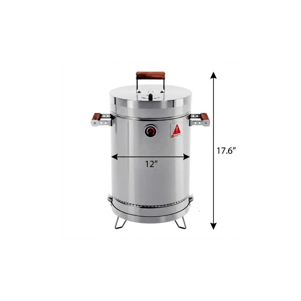 18" X 12" Silver Stainless Steel Portable Smoker Barrel