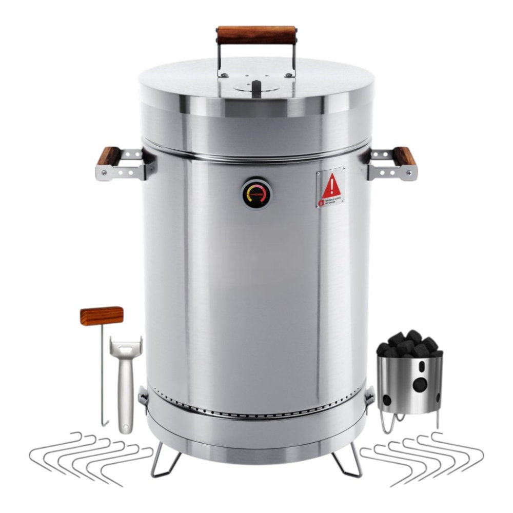 25" X 14" Silver Stainless Steel Portable Smoker Barrel