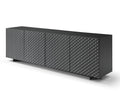 94" Dark Gray Wood Carved Geometric Sideboard With Four Doors on a white background