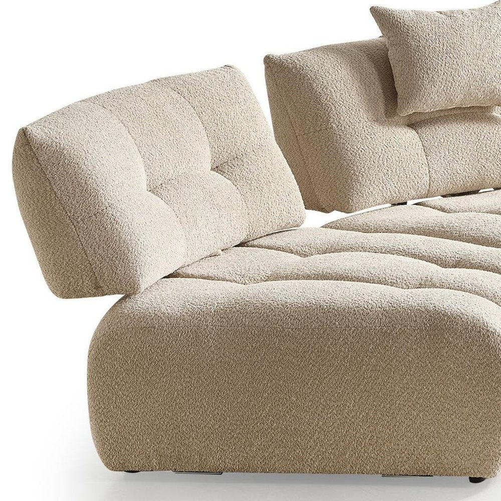 Taupe Boucle Curved Sectional