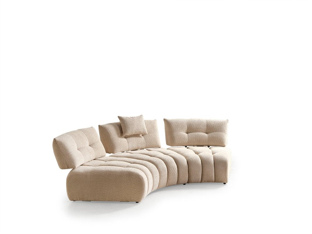 Taupe Boucle Curved Sectional