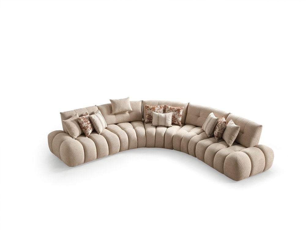 Taupe Boucle Curved Sectional