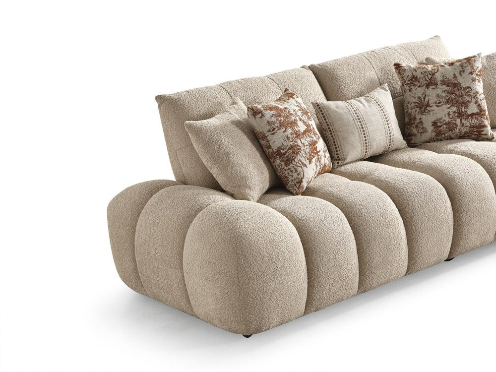 Taupe Boucle Curved Sectional